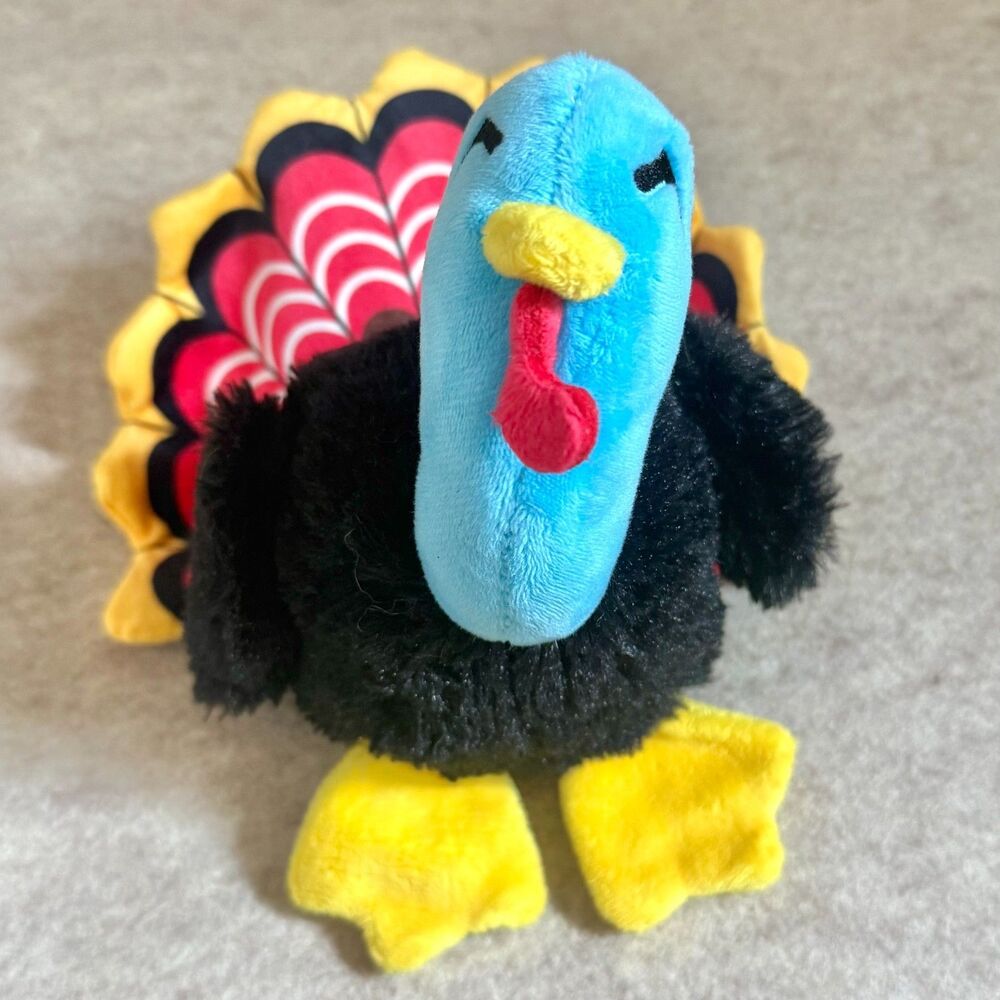 Bark Box Turkey Tim Home Fur Thanksgiving crinkle squeaker dog toy M/L 6"